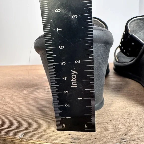 Skechers Black Studded Wedge Slide Sandals Womens 9 Memory Foam Whimsigoth Y2K - Picture 7 of 10